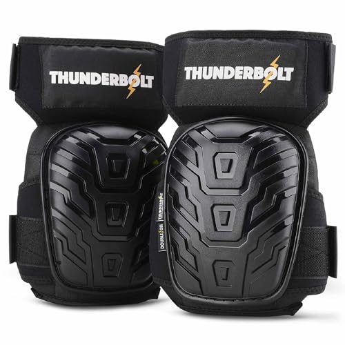 Thunderbolt® Knieschoner Professioneller Knieschützer mit komfortablem Gelkissen Knieschoner Fliesenleger, Bau, Bodenbeläge, Gartenarbeiten mit starken rutschfesten Gurten