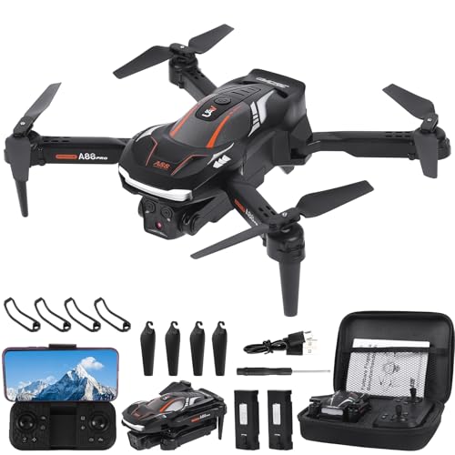 Drohne mit Kamera 1080P HD für Kinder, RC Drone mit 2 Akku, Faltbar Quadcopter mit FPV WiFi Übertragung Schwerkraft Sensor, 3D Flip Mode, Ein-Tasten-Start/Landung, Höhenhaltemodus (Schwarz)