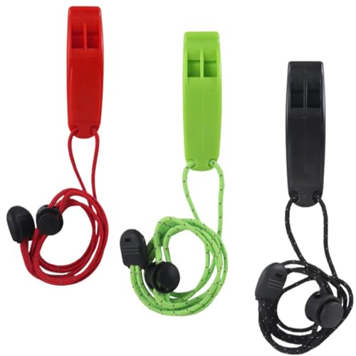 3 Stück Notfallpfeife, super Laute Sicherheitspfeife mit Lanyard, ideal für Kajakfahren, Bootfahren, Schwimmen, Überleben im Wasser, Wandern, Camping, Klettern