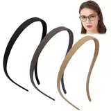 Auiremrti 3 Stück Kein Kopfschmerz Haarreif,Flex ohne Druck,Haarreif für Brillenträger,Sonnenbrille Haarreifen,Dünne Haarreifen Damen,Mattes Finish,Rutschfest mit Zähnen