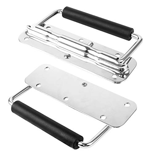 2 Stück Kistengriffe Edelstahl, Klappgriffe Klappbar Hardware Boxen Griff Tragegriff Edelstahl Gefedert Kistengriff für Lautsprecherboxen Werkzeug 5 Loch Mit isoliertem Gummigriff (6mm Durchmesser)