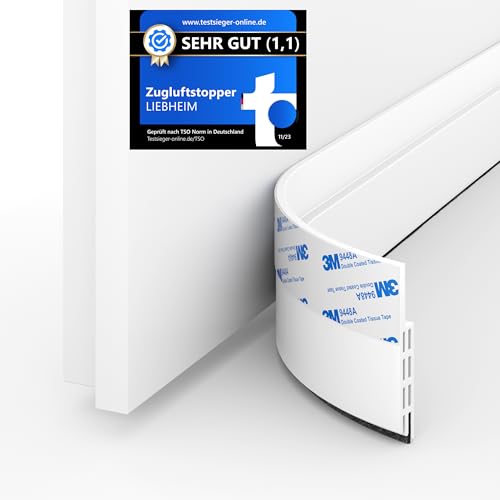 LIEBHEIM Türdichtung Zugluftstopper für Türen 100cm & 90cm - Der einzige Windstopper mit Filzabschluss für Kälteschutz, Schalldämmung und gleiten der Tür - Selbstklebend und einfache Anbringung