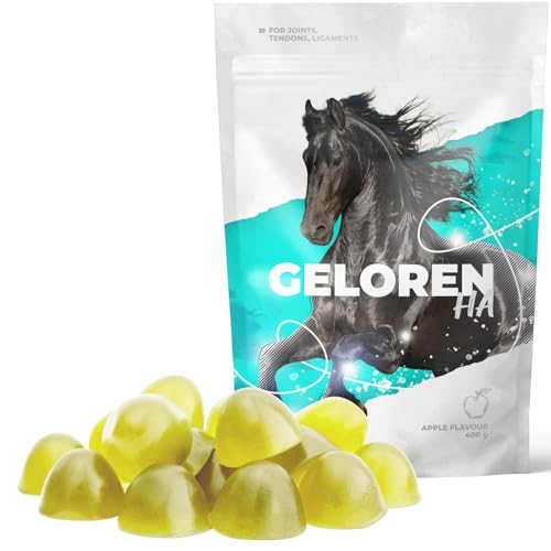 Geloren Pferdezusätze für Gelenke HA - Hyaluronsäure - Natürliche Geleewürfel für Pferde, zur Versorgung von Bändern und Gelenken Apfel 450g