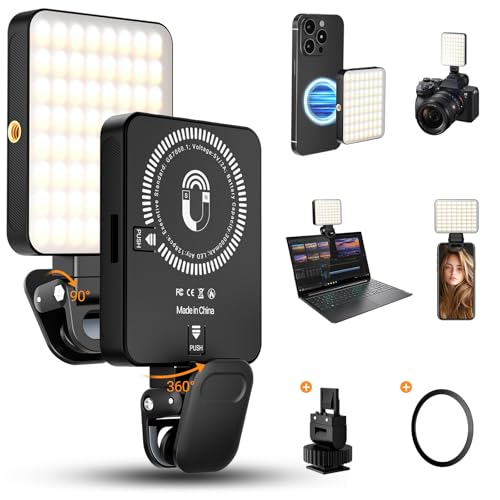 BNEHHOV 128 LED Selfie Licht, 3000mAh Magnetisches Videokonferenz Leuchte Handy mit 3 Lichtmodi und 10 Stufen Helligkeit, 3000-6500K Wiederaufladbare Clip Videolicht für Telefon, Laptop, Video