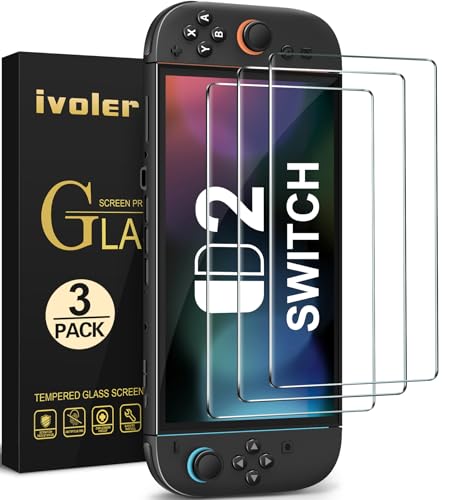 ivoler 3 Stücke Panzerglas für Nintendo Switch 2 Model 2025, Schutzfolie Folie Displayschutzfolie für Nintendo Switch [Anti Kratzer][Bläschenfrei][HD Clear]