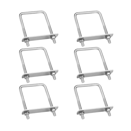 6Stück U-Schrauben, M8 Bügelschrauben, 304 Edelstahl Vierkant U-Bolzen Mit Muttern und Rahmenplatte, U Bügel(100x50mm), U Bolzen Vierkant für Abschleppen Von Autos Und Schiffen Reparatur Von Pipelines