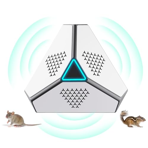 Ultraschall für Ratten, Ultraschall gegen Mäuse, Ultraschall Maus und Ratten, 360° mit LED-Licht, Ultraschall-Abwehrmittel für Mäuse, Nager, Schädlinge, Ratten, Spinnen, Motten, Ameisen