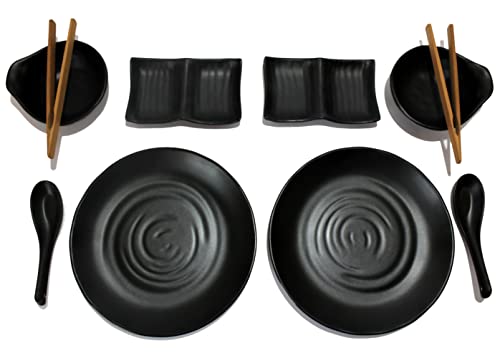 TomYang® Asia Fondue Geschirr-Set – 10-teiliges Set für Hot Pot, Thai Grill, Sukiyaki & Korean BBQ