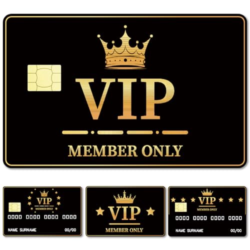 CREATCABIN 4 Stück Kreditkarten Skin Debitkarten Aufkleber Nur Für Mitglieder VIP Kreditkarten Dekor Wasserdicht Bankkarte Schützend RFID Blockierender Aufkleber Für Kreditkarteninhaber 5.4x8.6cm