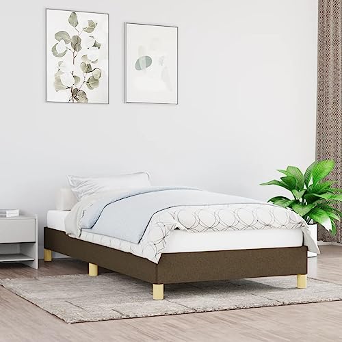 Higsose Bettgestell Zimmer 193x93x25cm Braun Stoff,Sperrholz,Holzwerkstoff Bedframe(No Mattress) Klassischer Stil Jugendbett Lattenrost Sofa Im Wohnzimmer Vielseitige Tagesbett Holz