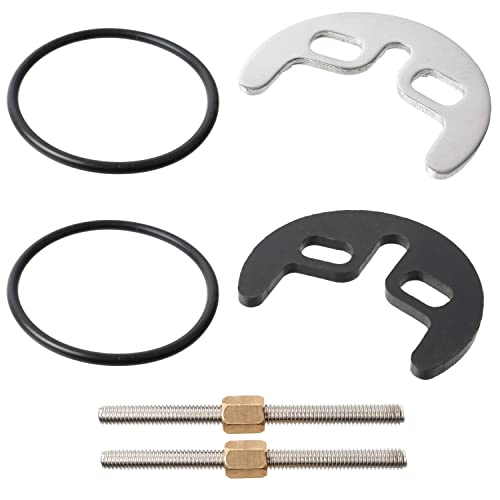 Wasch- und Spülbeckenarmaturen Schraubsystem, 1 Set, mit M6 Schraube 80 mm, Zweiloch-Montageset für Wasserhahn Befestigung, inkl. Hufeisenbefestigungsplatte, Muttern, Gummischeibe und 2 x O-Dichtungen
