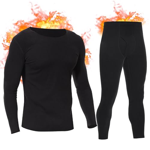 SIMIYA Thermounterwäsche Herren, Skiunterwäsche Herren Thermo Basisschicht, Funktionsunterwäsche Set, Fleece gefütterte warme Oberteile und Unterteile für den kalten Winter(Schwarz, 3XL)