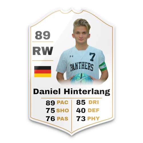 CHRISCK design Fut Card Wandbild für Fußball Fans - Personalisiertes Fußballkarten Bild mit eigenem Foto, Score & Land – Fotogeschenk für Männer Freund Papa Bruder und Kinder