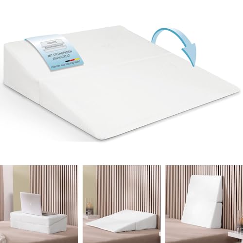 maxVitalis Keilkissen für Bett und Couch, orthopädisches Kissen, Lagerungskissen, faltbares Kniekissen, Venenkissen, Lesekissen, Beinhochlagerungskissen