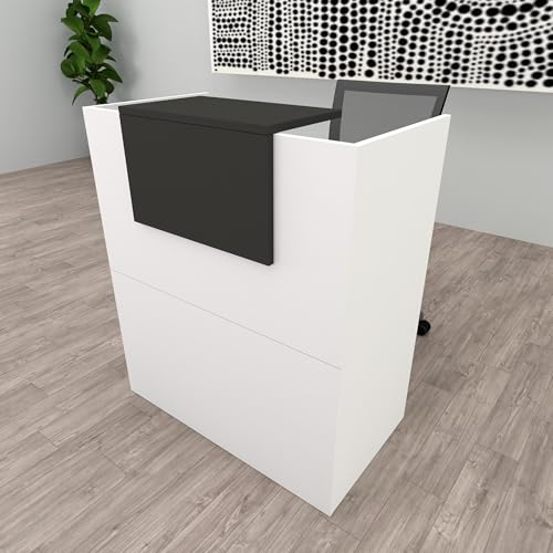 Henor Oja Empfangstheke Rezeption 100x50*107 cm Holz Rezeptionstheke Empfangstisch Supermarkt Store Beauty Salon Friseur Kassentheke Büromöbel optimal für Büro und Empfang Weiß Graphit