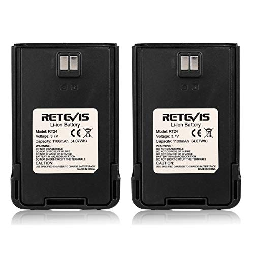 Retevis RT24 Akku Original Li-Ion Akkus 3.7V 1100mAh für Walkie Talkie RT24 Funkgerät (2 STK.)