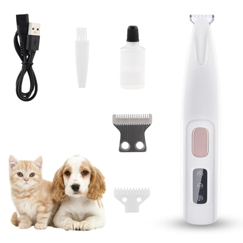 Pfotentrimmer für Hunde, Beihre Hundeschermaschine mit LED-Licht IPX5 Wasserdichtes Schermaschine hund Kabellos Hund Pfoten Trimmer für Hunde Katzen Pfoten Augen Ohren Gesicht Körper