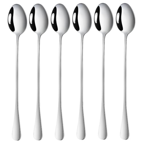 DoubleS Lange Latte Macchiato Löffel Set, 6 - teilig Edelstahl Eislöffel Rührlöffel für kaffee Tee Milchshakes Cocktails Dessert, Perfekt für Eisbecher & Getränke spülmaschinengeeignet