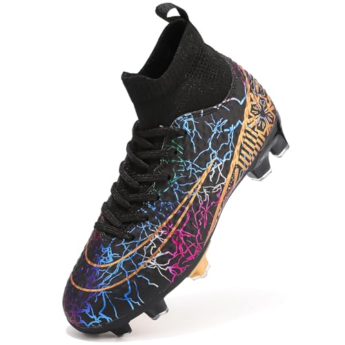 PiDaGlobal Kinder Fußballschuhe Jungen Mädchen Sportliche Fussballschuhe Indoor Outdoor Athletics Professionelle Trainingsschuhe 36EU Schwarz