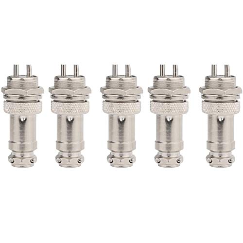 CLDIY GX16 2 Pins Panel Metallmontage Rund Metall Aviation Stecker Adapter Männlich Weiblich Steckdose (5 Stücke)