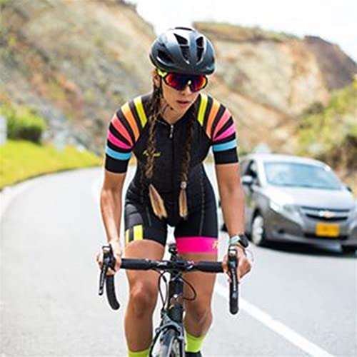 Damen-Radanzug, Damen-Triathlon-Rennset, einteiliger Overall, Kurzarm, mit Taschen 9D GEL-Pad, MTB-Anzug (Color : 01, Size : Medium)