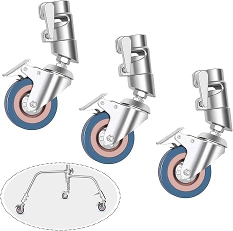 EMART Professionelles Lenkrollen Set, 3er Pack Stativrollen mit Bremse 75 mm im Durchmesser für Foto und Video Studio Photo C Stand, Lampenstativ Lichtstativ