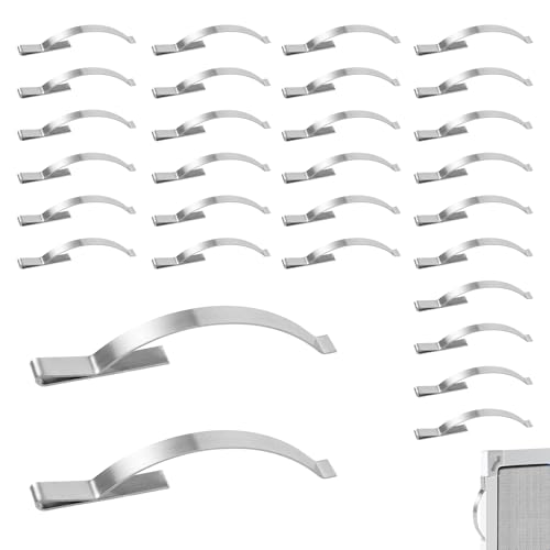30stk Fliegengitter-Clips für Fenster, Klammern mit Spannfedern für Fenstergitter aus Edelstahl Flache Federklammern für Fenster Halten Fliegengitter Sicher in Aluminiumkanälen