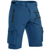 Hiauspor Shorts Herren, Sommer Leichte Schnelltrocknend mit 5 Taschen Cargo Bermuda Wanderhose Sport Chino Trekking Outdoor MTB Hose Männer Kurz Atmungsaktiv Stretch (Indigo, M)