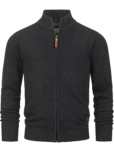 Indicode Herren INLut Strickjacke mit Stehkragen und Reißverschluss | Cardigan Feinstrickjacke für Männer Raven M