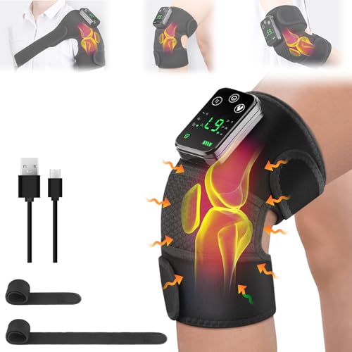 Vicloon Kabelloses Knie Massagegerät, Kniemassagegerät mit Wärme und Vibration, 3 einstellbare Intensität und Temperatur, 3 in 1 Einstellbare Größe Beheizte Knieschoner für Schulter Ellenbogen Knie