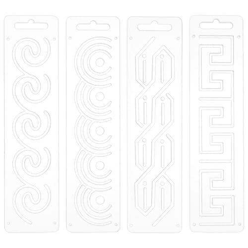 BENECREAT 4Pcs Acryl Sashiko Schablone, 20x5cm Rechteck traditionelle Muster Acryl Stickerei Werkzeug Zeichnung Linie Vorlage für Hand Quilten und Sticken, 3mm dick