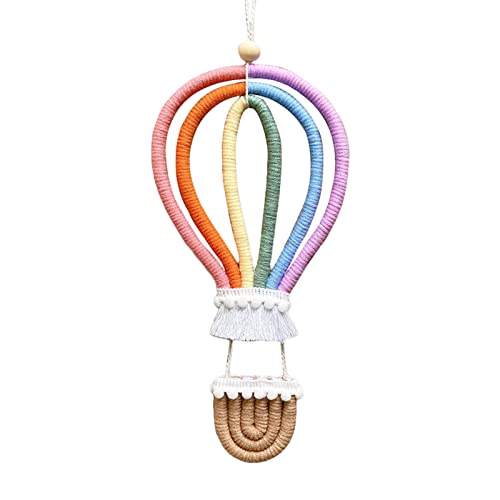 EXQUILEG Wandteppich Boho, Makramee Wandbehang gewebter Wandteppich,Kinderzimmer Dekoration Hänge gewebte Heißluftballon Regenbogen Wanddekoration (Klein)
