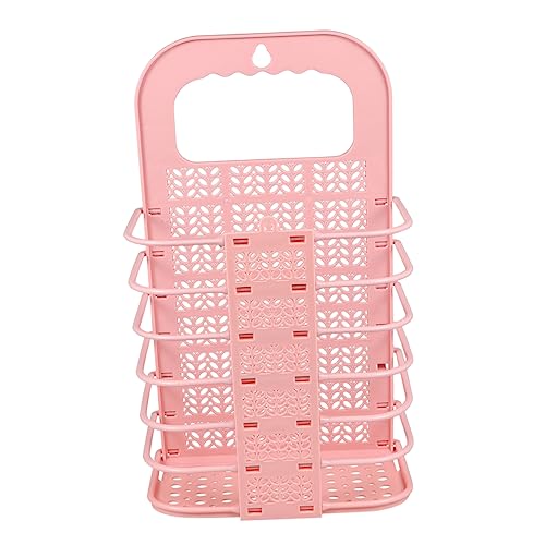 Warmhm 1 Stück hängender Futterautomat Wäschebehälter Organizer für Küchenprodukte geflochtener Gemüsekorb Küchenfruchtorganisator Gemüsekörbe aus Draht Gemüse hängender Korb Rosa