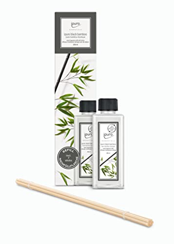 ipuro black bamboo - preiswerter Raumduft Nachfüller mit grünen & holzigen Noten - Duftöl Refill mit Duftstäbchen - Raumduft Diffuser Nachfüllflasche 200ml - Raumduft Nachfüllflasche inkl Duft-Sticks