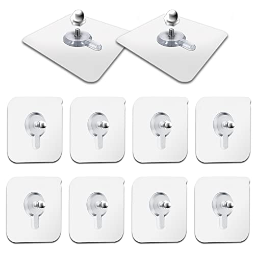 Dreamark Klebe Schrauben, Klebehaken Transparent, Klebenägel, Magische Haken, Wandbefestigung ohne Bohren, Bildaufhänger Selbstklebend Klebeschraube für Badezimmer Küche Duschraum Abstellraum(10 Pcs)