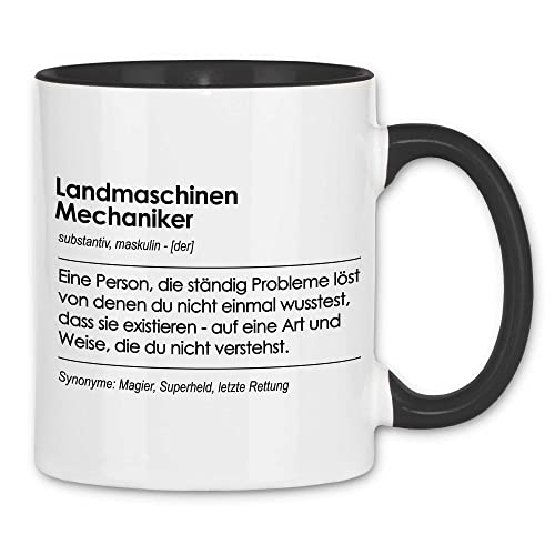 wowshirt Tasse Geschenk für Landmaschinen Mechaniker Definition Geburtstag Weihnachten, Farbe:White - Black