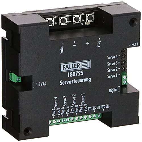 FALLER Servosteuerung für 4 anschließbare Servos I Modelleisenbahn Zubehör H0 I Modelleisenbahn H0, TT, N Car System I Elektronik Steuerung 16V, Weiß