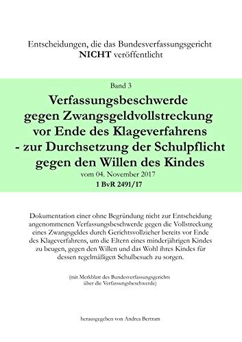 Verfassungsbeschwerde gegen Zwangsgeldvollstreckung vor Ende des Klageweges - zur Durchsetzung der Schulpflicht gegen den Willen des Kindes vom 04. ... NICHT veröffentlicht)