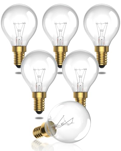 TobeBright E14 Glühbirne P45 Tropfenform, 42W G45 Globe Leuchtmittel E14 Dimmbar Vintage Lampe E14 Klar Kleine Kugel Warmweiß 2700K AC 220-240V für Stehlampe, Kronleuchter, Tischlampe, 6er-Pack