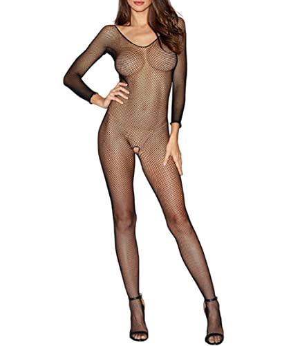 V-Ting Sexy Bodystocking Catsuit Body Dessous Reizwäsche aus Netz Schwarze Netzstrümpfe unterwäsche Ouvert Netz Negligees Lingeriedamen erotik set