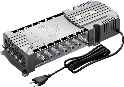 goobay 64875 - Sat Multischalter 5/12 / Multischalter 12 Teilnehmer ermöglicht individuelles Empfangssignal / 5 Eingänge - 12 Ausgänge/terrestrischer Empfang möglich / 4K, 8K UHD/DAB+
