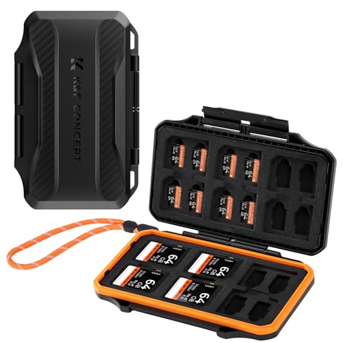 K&F Concept Schutzhülle mit 36 Kartenfächern für 12 SD Karte, 24 Micro SD Speicherkarten, wasserfest und stoßfest, für 24 Micro SD SDXC SDHC TF Karten und 12 SD SDXC SDHC Karten