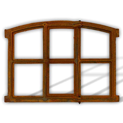 aubaho Stallfenster, Fenster, Gussfenster, Gußeisenfenster, Eisenfenster, Antikfenster mit Stichbogen zum öffnen