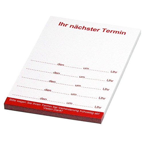 KDS 1 Stück rote Terminblöcke nächster Termin Terminkarten 74x105 mm Terminzettel Terminblock 40 Blatt