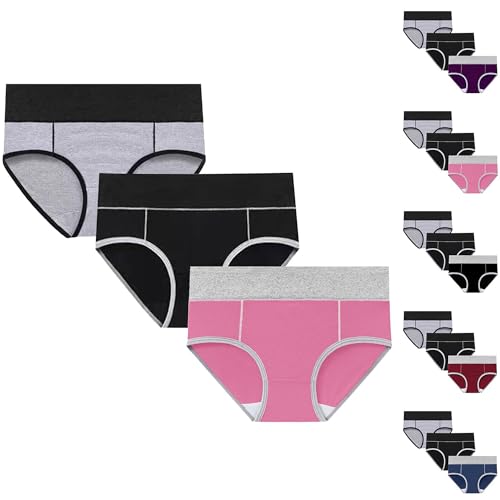 3er Pack Damen Unterwäsche Frauen Unterhosen Baumwolle Slips Hohe Taille Pantys Schlüpfer Bequem Panties Atmungsaktive Unterwäsche Weiche Slip Unterhose Blitzangebote des Tages Knalliges Pink L