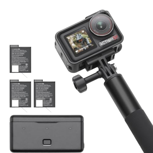 DJI Osmo Action 5 Pro Adventure Combo, Action-Kamera 4K mit 1/1.3" Sensor, 12 Std. verlängerte Akkulaufzeit mit 3 Akkus, Stabilisierung, Zwei OLED Touchscreens, Mini-Action-Kamera für Reisen, Vlog
