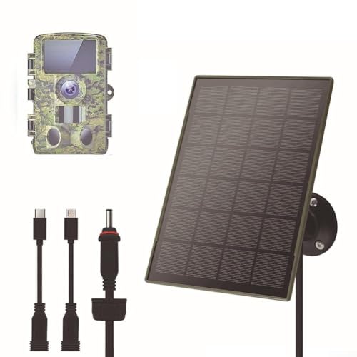 Volakebeing Trail-Kameras Solarpanel, 12 V/1 A, 6 V/2 A, mit eingebautem 6000 mAh wiederaufladbarem Lithium-Akku, IP66 wasserdicht, Jagdzubehör, kompatibel mit Jagdspielkameras oder