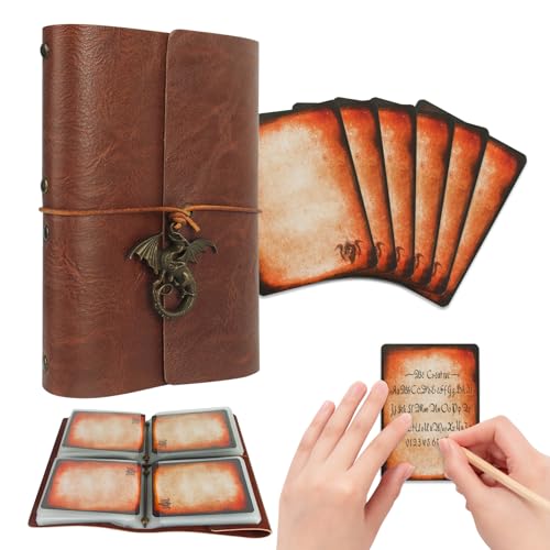 Zauberspruch-Kartenhalter für DnD/RPG, Taschen-Zauberbuch und Referenzkartenhalter, Foliant of Recollection TTRPG, Gaming-Zubehör für DnD-Anfänger und -Master, mit 60 Spielerkarten im Pokerformat