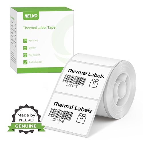 NELKO PM220 Etikettenhersteller-Band, angepasstes Etikettendruckpapier, 40x30 mm, Standard-laminiertes Büro-Etikettierband-Ersatz, Thermo-Etikettenband für Zuhause, Büro, 230 Etiketten/Rolle（weiß）