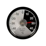Lantelme Auto Analog Thermometer Selbstklebend für Innen Kabellos zum Messen Bimetall der Temperatur von +/- 40°C Rund Farbe Schwarz auch für LKW Wohnwagen Wohnmobil PKW KFZ Anhänger